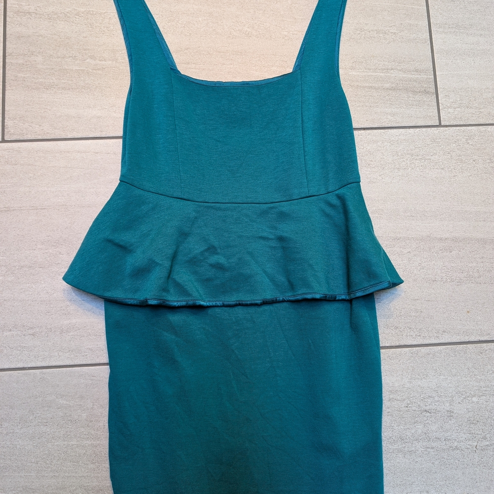 Teal Sleeveless Peplum Dress